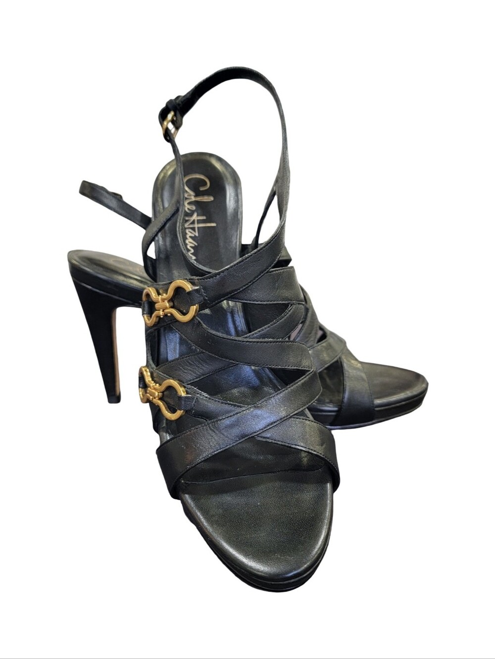 Cole Haan x Nike Air Black Leather Horsebit Slingback Heels Stiletto Women’s 8B - Picture 5 of 17